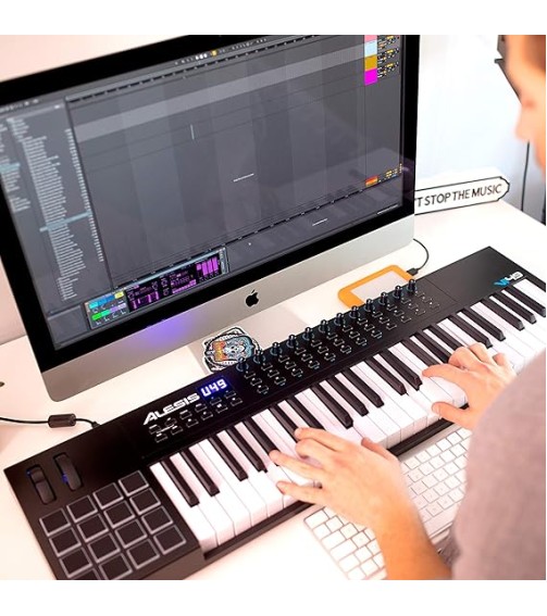 Alesis VI49-49 Key USB MIDI Keyboard Controller with, 16 Drum Pads, 12 Assignable Knobs, 36 Buttons and 5-Pin MIDI Out, Production Software Included