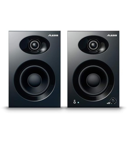 Alesis Elevate 4 |Pair of 50 W Powered Desktop Studio or Gaming Wired Speakers (Black)