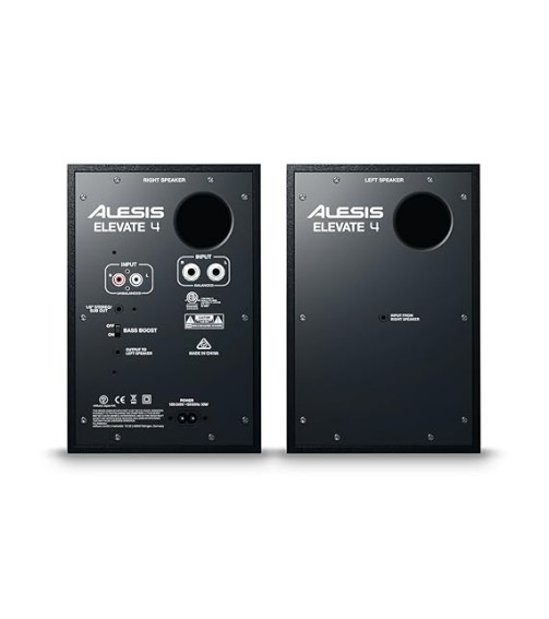 Alesis Elevate 4 |Pair of 50 W Powered Desktop Studio or Gaming Wired Speakers (Black)