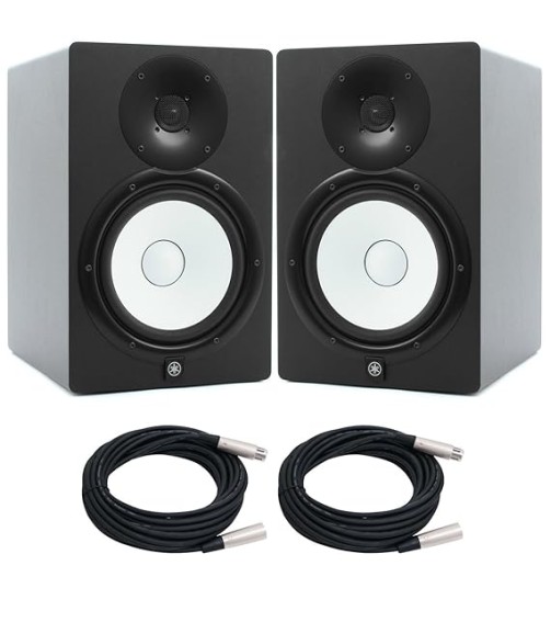 YAMAHA Hs8-Combo-Amz-1 XLR Studio Woofer Monitor Pair, Black