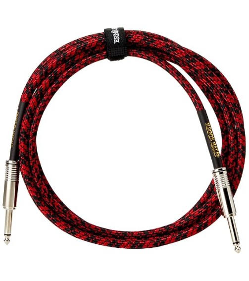 Ernie Ball 6394 10ft Braided Straight Straight Inst Cable Red Black