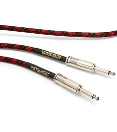 Ernie Ball Braided Instrument Cable, Straight Straight, 25ft, Red/Black, P06398
