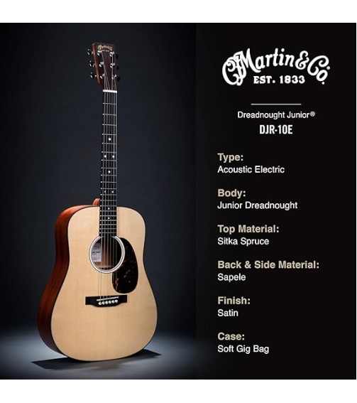 Martin D Jr-10E Satin Sitka/Sapele w/Electronics