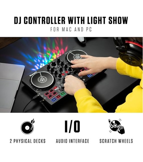 Numark Party Mix II DJ Controller with Built-In Light Show, Black