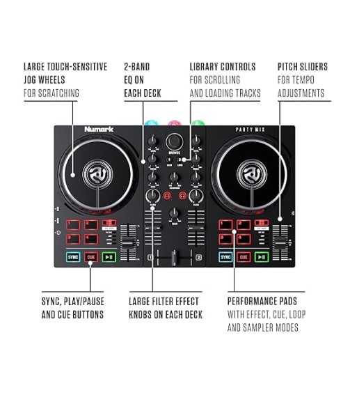 Numark Party Mix II DJ Controller with Built-In Light Show, Black