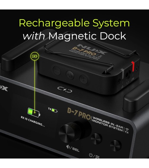 NUX B-7 Pro Stereo Wireless in-Ear Monitor System, 24-bit 48 kHz Stereo Audio, 2.4 GHz Interference-Free, Automatic Setup