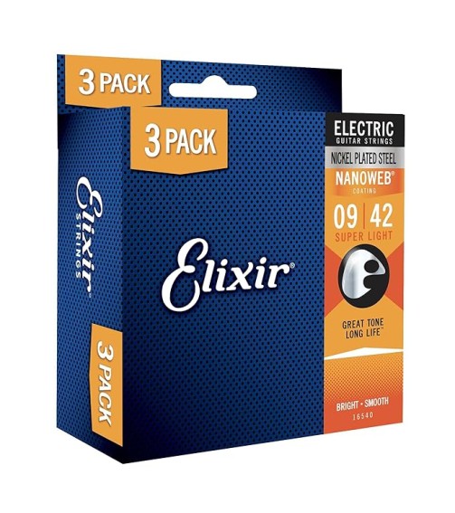 Elixir Strings 16540 Electric Guitar Strings with NANOWEB Coating